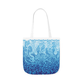 Mermaid Blue Tote Bag / White / 46cm x 46cm (L) / Side 1