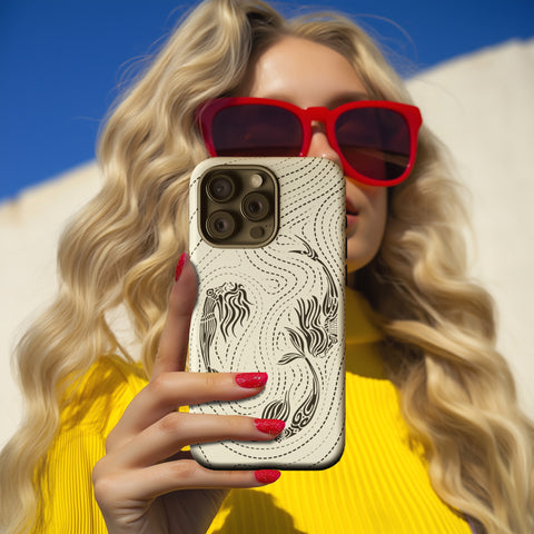 Women holding the Mermaid Black Tough Phone Case
