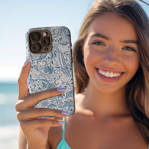 Women holding the Ocean Blue Tough Phone Case