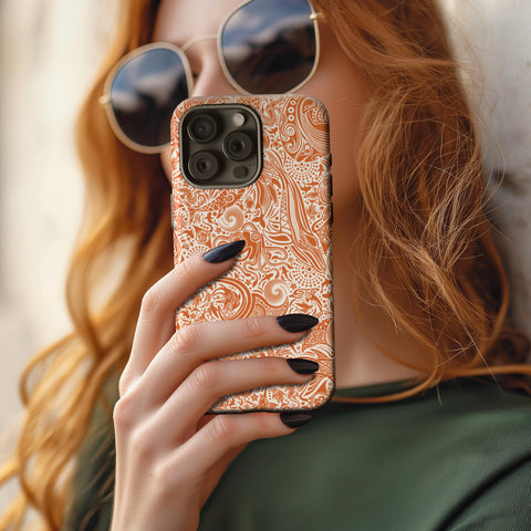 Women holding the Ocean Orange Tough Phone Case