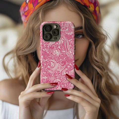 Women holding the Ocean Pink Dark Tough Phone Case