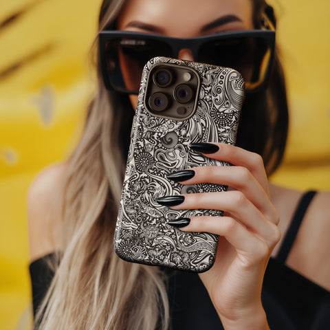 Women holding the Ocean White Tough Phone Case