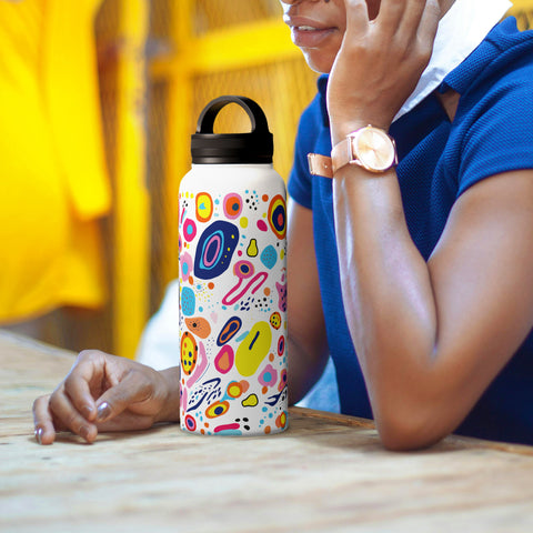 Playful Pizzazz Insulated Water Bottle with Handle Lid