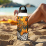 Large handle lid water bottle with sunflower design